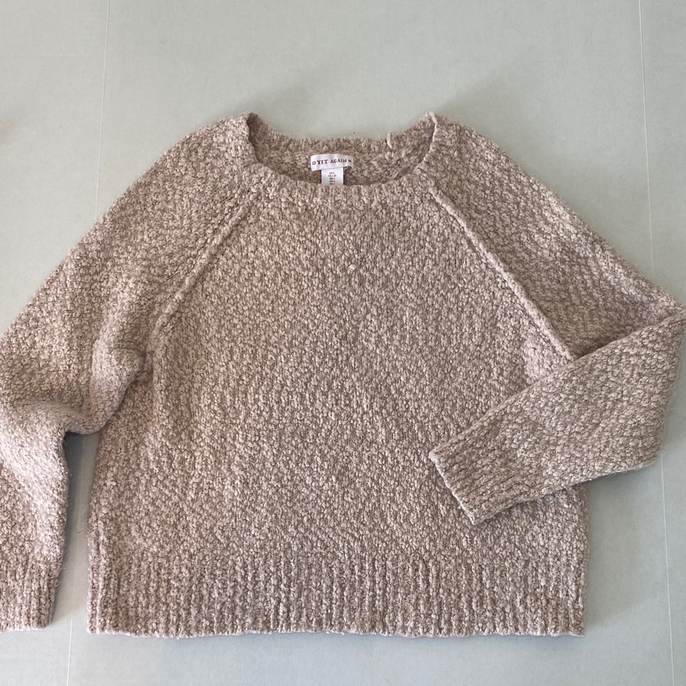 Yet Again Women’s Sweater Large Pullover Light Pink Soft Fuzzy Chunky Knit